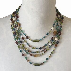 Vintage Multi-Color Glass Beaded Layered Necklace